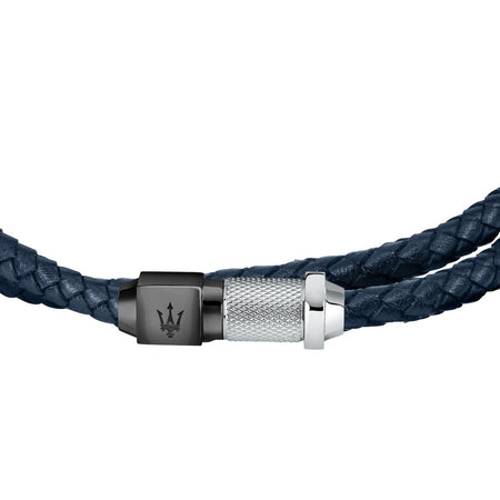 Bracciale MASERATI uomo pelle blu / acciaio