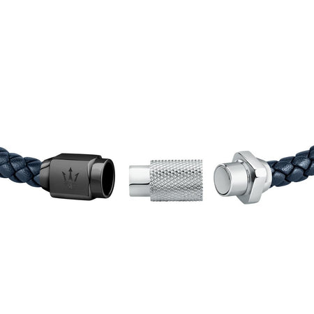 Bracciale MASERATI uomo pelle blu / acciaio