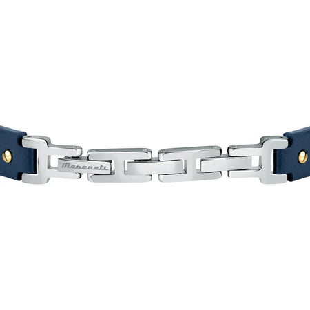 Bracciale MASERATI uomo pelle blu / acciaio