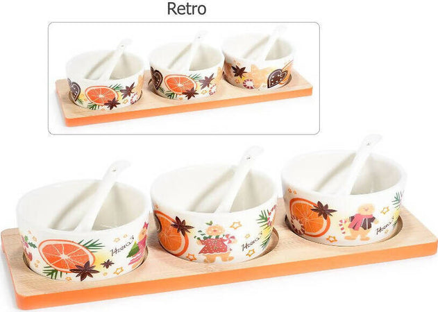 14zero3 Set Aperitivo Natalizio Con 3 Coppette In Ceramica Con Cucchiaino Su Vassoio In Legno Per Aperitivo E/o Porta Salse Casa e cucina/Decorazioni per interni/Addobbi e decorazioni per ricorrenze/Decorazioni natalizie/Oggettistica Sogno Shop - Assisi, Commerciovirtuoso.it