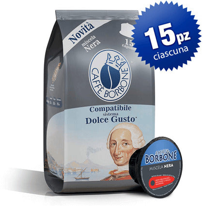 15 Capsule Caffè Borbone Compatibile Dolce Gusto Miscela Nera