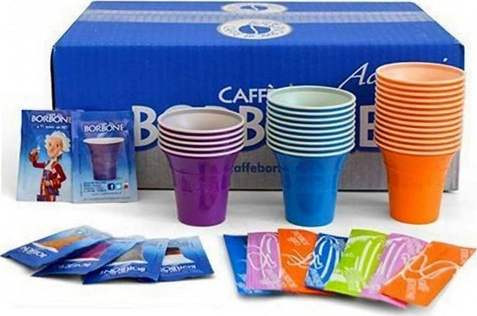 150 Kit Bicchierini da Caffè monouso Borbone Bicchiere da caffè paletta e zucchero accessori Borbone 150kit Kit Caffè Non solo caffè online - Albano Laziale, Commerciovirtuoso.it