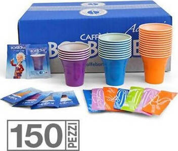 150 Kit Bicchierini da Caffè monouso Borbone Bicchiere da caffè paletta e zucchero accessori Borbone 150kit Kit Caffè Non solo caffè online - Albano Laziale, Commerciovirtuoso.it