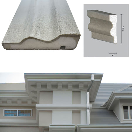 €9,99ml *** STOCK ***. Pacco da 16ml di cornice decorativa in XPS Resinata per esterno 14,5X4X200cm PD151A - Eternal Parquet