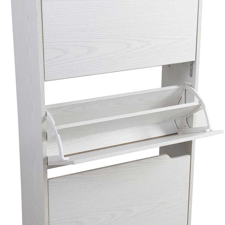 Scarpiera 3Ante Doppia Profondità Salvaspazio Bianco Frassinato 63x24H115cm mdf