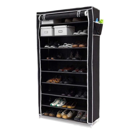 Scarpiera Salvaspazio XXL 45Paia Struttura Metallo e Tessuto TNT 90x30 H160cm Nero