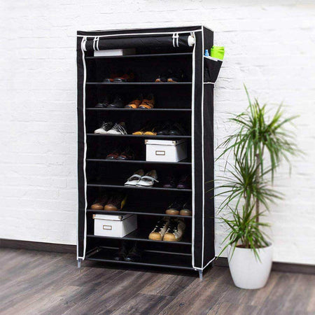 Scarpiera Salvaspazio XXL 45Paia Struttura Metallo e Tessuto TNT 90x30 H160cm Nero