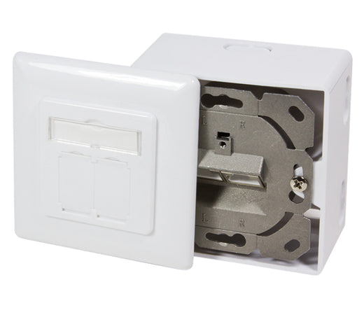 Presa a Muro Esterna 2xRJ45 Cat.6 FTP Bianca da incasso