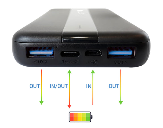 Power Bank Smartphone 10000 mAh 20W USB-C&trade 3 Porte Output con Cavo