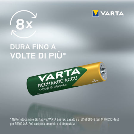 Blister 2 Batterie Ricaricabili Mini Stilo AAA 800 mAh