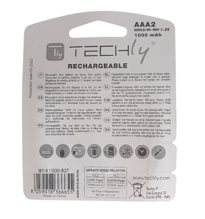 Blister 2 Batterie Ricaricabili Mini Stilo HR03 AAA 1000 mAh