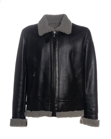 Franco - Giacca Uomo Nero in vero montone Shearling