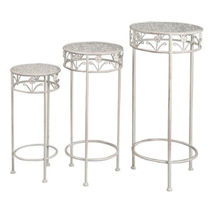 Set porta vasi piante Amicasa 3 supporti tondi Bianco anticato