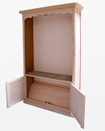 MOBILI 2G - LIBRERIA SAGOMATA CON 3 RIPIANI LEGNO GREZZO 120X42X207