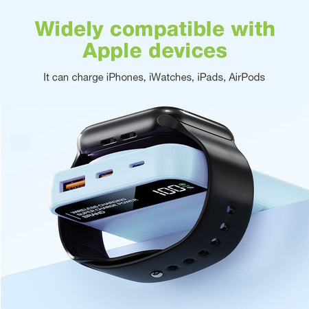 Power Bank Wireless Magnetico 3 in 1 con LED 10.000 mAh 22,5W Azzurro