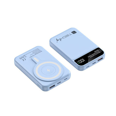 Power Bank Wireless Magnetico 3 in 1 con LED 10.000 mAh 22,5W Azzurro