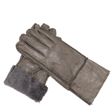 Gloves - Guanti Donna Beige Oil in vero montone Shearling - Pelo Grigio