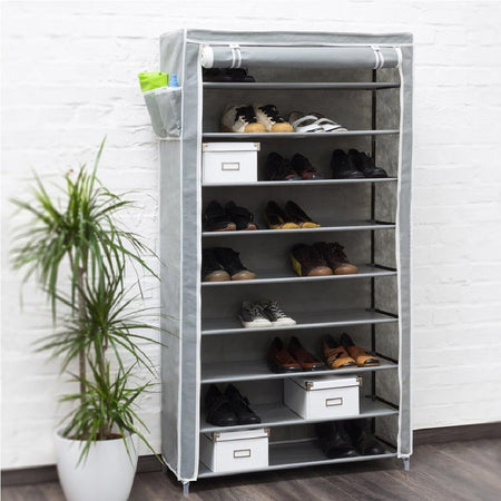 Scarpiera Salvaspazio XXL 45Paia Struttura Metallo e Tessuto TNT 90x30 H160cm Grigio