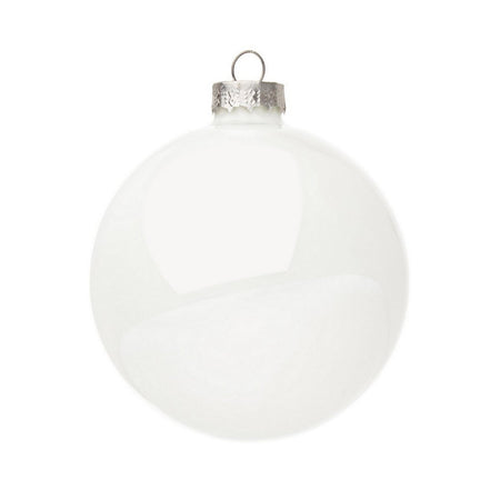 Palline in vetro "Bianco Lucido" tinta unita per albero di Natale moderno