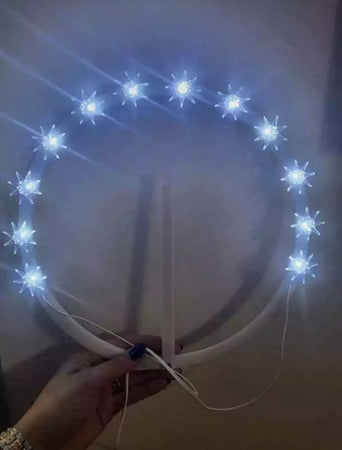 CORONCINA LUMINOSA A LUCE LED STELLARIO VOTIVO SACRO STATUE PLEXIGLASS ELETTRICO