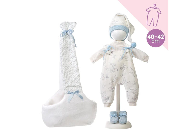 Tutina Bianca e Azzurra e Sacca 42cm
