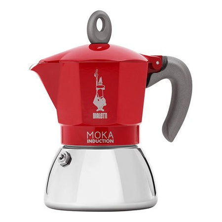 Caffettiera Bialetti 0006942 NP MOKA INDUCTION Cromo e Rosso