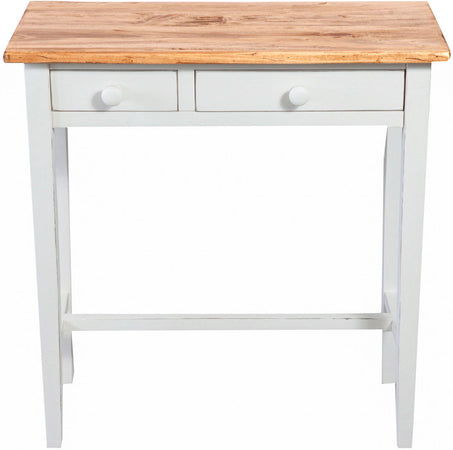 Biscottini Tavolino consolle Country in legno massello di tiglio struttura bianca anticata finitura naturale L73xPR36xH75 cm. Made in Italy