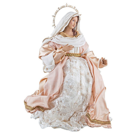 Natività completa in tessuto statue per presepe natalizio con accessori in metallo h 86 cm