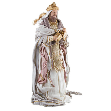 Natività completa in tessuto statue per presepe natalizio con accessori in metallo h 86 cm