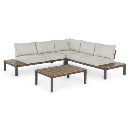 Salottino angolare da giardino "Kubik" in alluminio antiruggine e polywood per giardino e veranda
