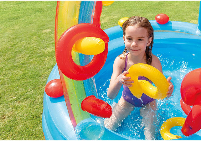 Piscina gonfiabile "Arcobaleno" con spruzzo per bambini 297 x 193 cm
