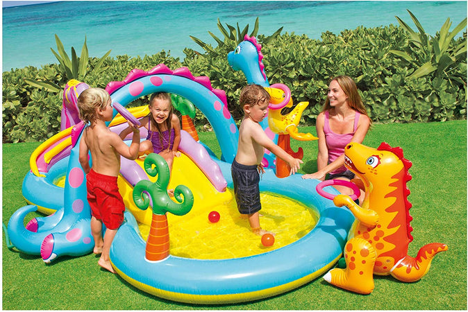Piscina gonfiabile "Dinosauro" con spruzzo per bambini 297 x 193 cm