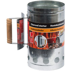 Accendi carboni e bricchetti per barbecue ravviva fiamma inox con manico di protezione