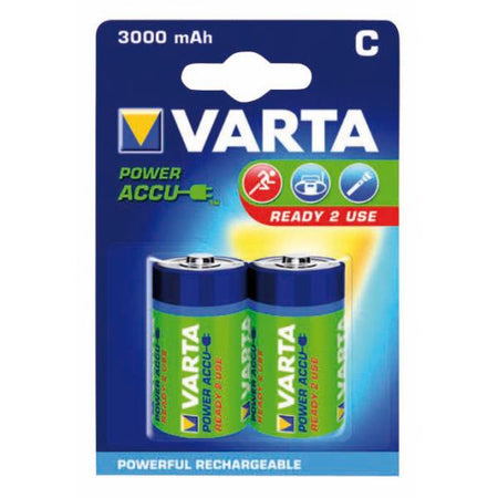 BLISTER 2 BATTERIE RICARICABILI VARTA 1/2 Torcia (C) NI-MH 3000mAh 1.2V