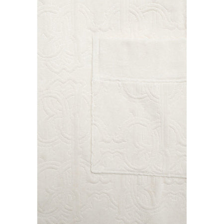 Accappatoio Roberto Cavalli Logo XXL bianco, in spugna di cotone, con cappuccio, cintura e tasche, minimal chic con logo, Made in Italy.