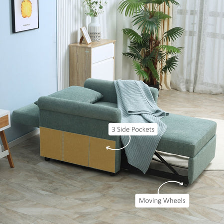 Poltrona Letto a sedia materasso brandina Lettino Singolo con Schienale Regolabile in 4 Posizioni e Seduta Imbottita, 96x84.5x87.5 cm, Verde F839-477V00GNA
