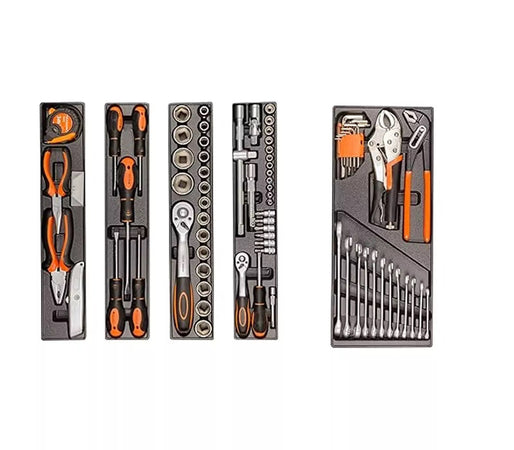 Cassetta attrezzi completa di 85 utensili a 5 scomparti chiavi cricchetti pinze