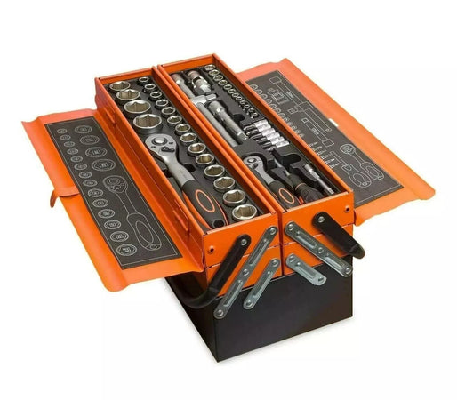 Cassetta attrezzi completa di 85 utensili a 5 scomparti chiavi cricchetti pinze