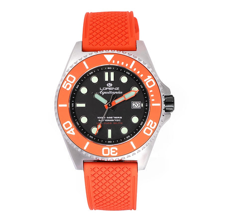 Orologio LORENZ uomo Aquitania automatico 1000 M acciaio / arancione