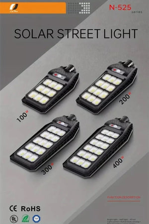 LAMPIONE SOLARE LED 6500K 100W 200W 300W 400W SENSORE TELECOMANDO E STAFFA IP65
