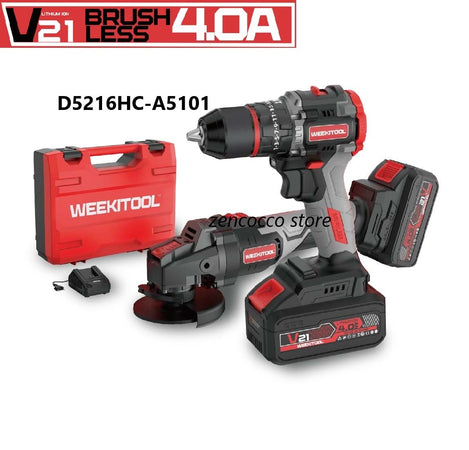 2in1 SMERIGLIATRICE FLEX ANGOLARE 125mm + TRAPANO AVVITATORE 2 BATTERIE 21V - A5101+D5213HC