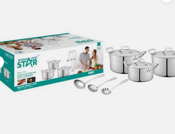 SET DI PENTOLE 9 PZ Alluminio pressofuso + acciaio inossidabile a strati St-5100