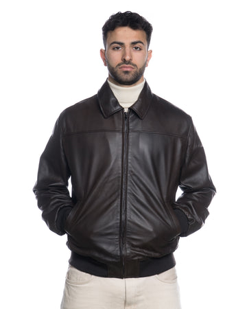 Giacca Bomber Uomo Testa di Moro in vera pelle