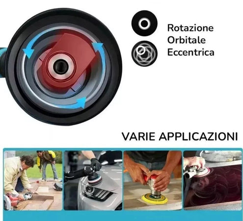 LUCIDATRICE ROTORBITALE DOPPIA BATTERIA 12V 8 VELOCITÀ LEVIGATRICE PER AUTO