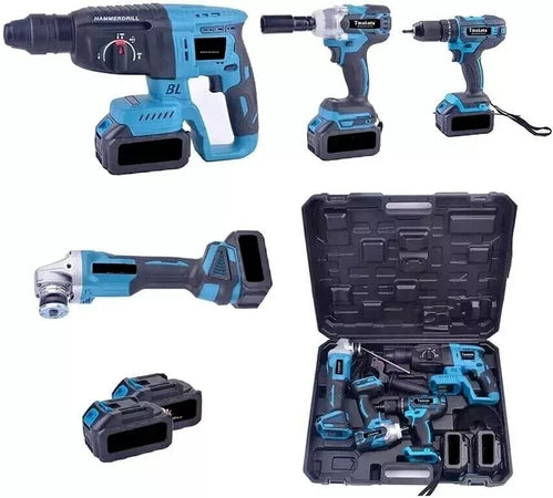 Kit 4in1 Trapano avvitatore,impulsi,smerigliatrice,tassellatore,2x3Ah,caricatore