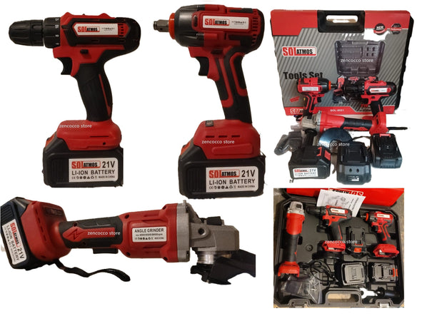 kit 3in1 FLEX Smerigliatrice 125MM Trapano Avvitatore e Impulsi 2 Batterie 4.0Ah