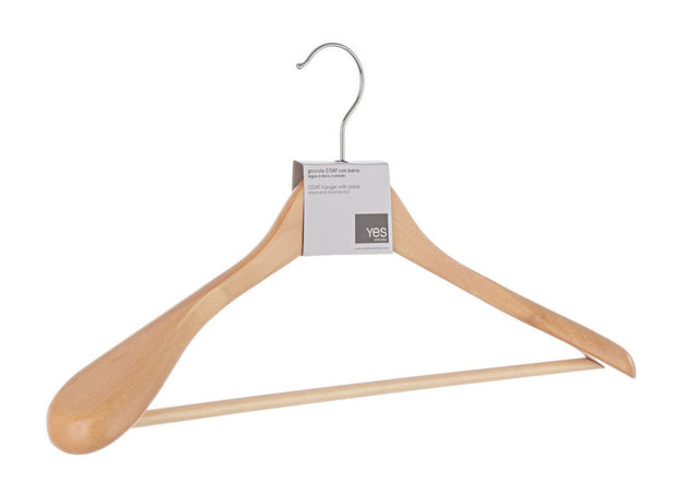 Gruccia "Coat" spalla in legno di loto e acciaio cromato con barra