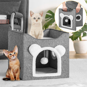 Cuccia per Gatti con Ingresso Tiragraffi, Casetta per Animali, Comoda e Resistente