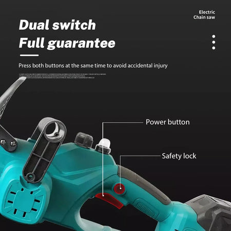 MOTOSEGA A DOPPIA BATTERIA CON LAMA DA 12" ELETTROSEGA TAGLIO 30CM con OLIATORE