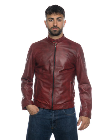 U010 - Giacca Uomo Bordeaux in vera pelle